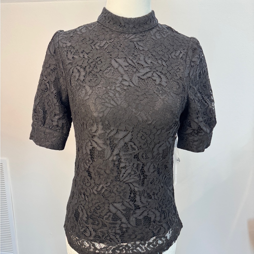 Black lace top with Mandarin Collar